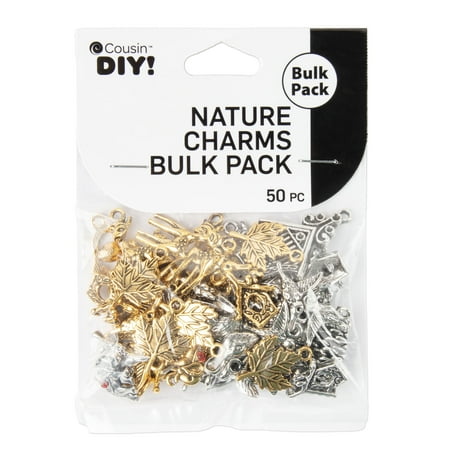CousinDIY Nature Bulk Charm Assortment, 50 Piece, Mix Silver & Gold Metal, Jewelry Making, Adult, Unisex