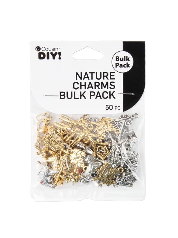 Nature Bulk Charm Assortment, 50 Piece, Mix Silver & Gold Metal, Jewelry Making, Adult, Unisex