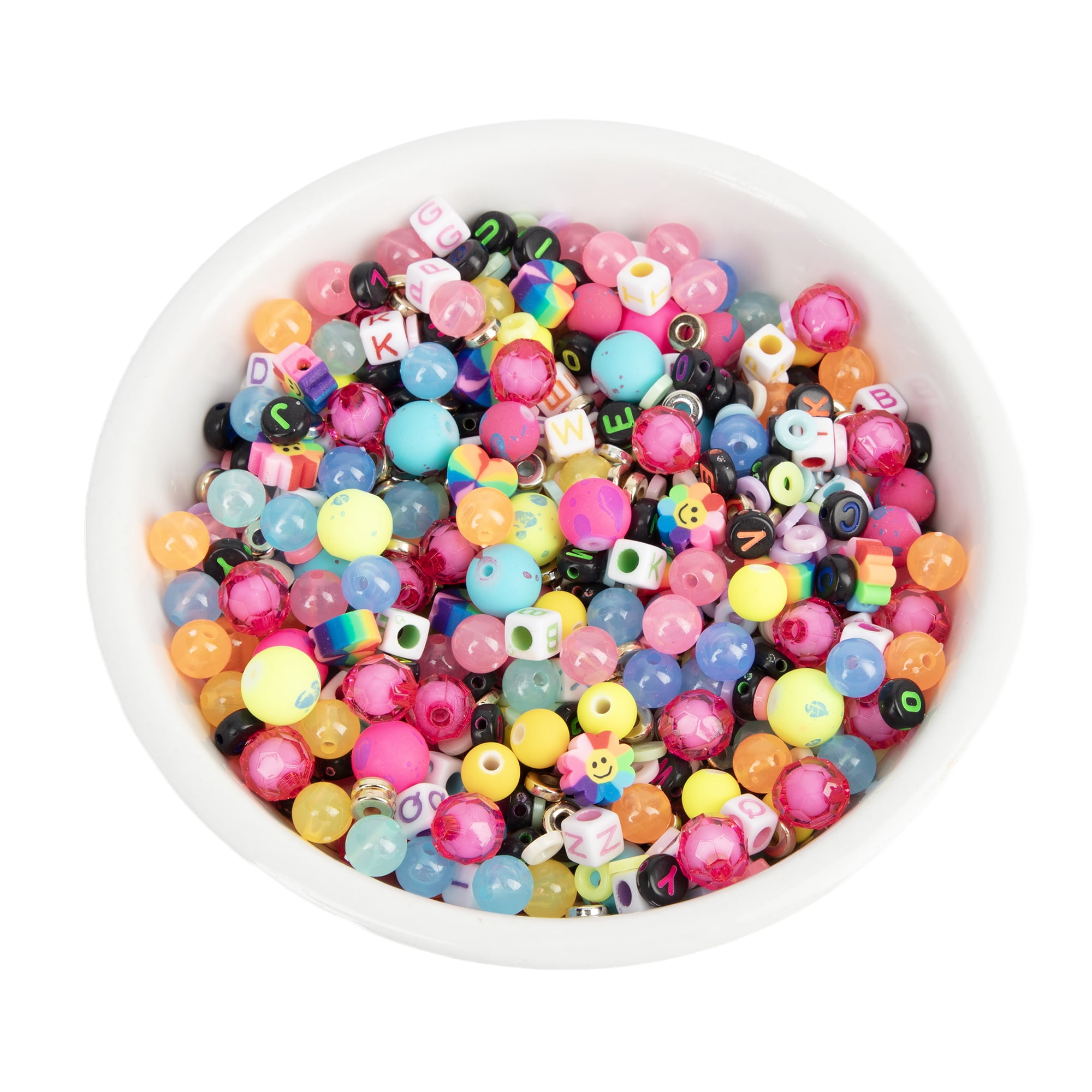COUSINDIY Cousin DIY Neon Y2K Bead Mix, Alphabet and Rainbow, Acrylic, 135g, 1200 Piece, Unisex, Adult