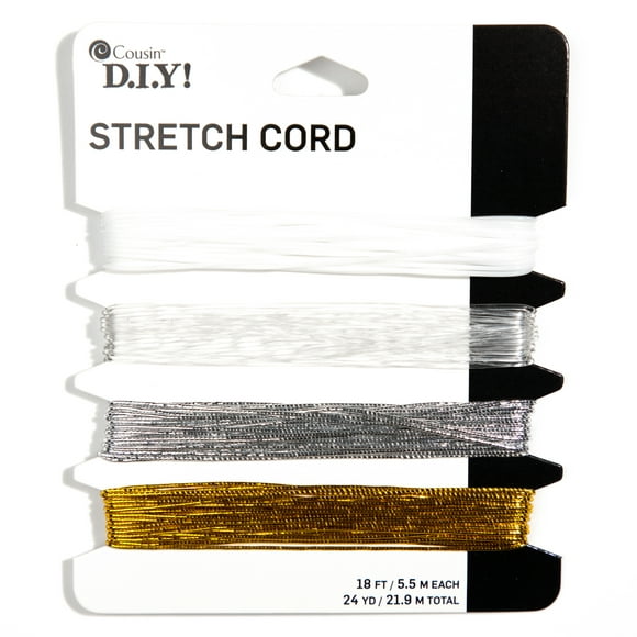 Cousin DIY Neutral Elastic Stretch Cord, Clear/Metallic, 24 yd, 4 Piece Roll