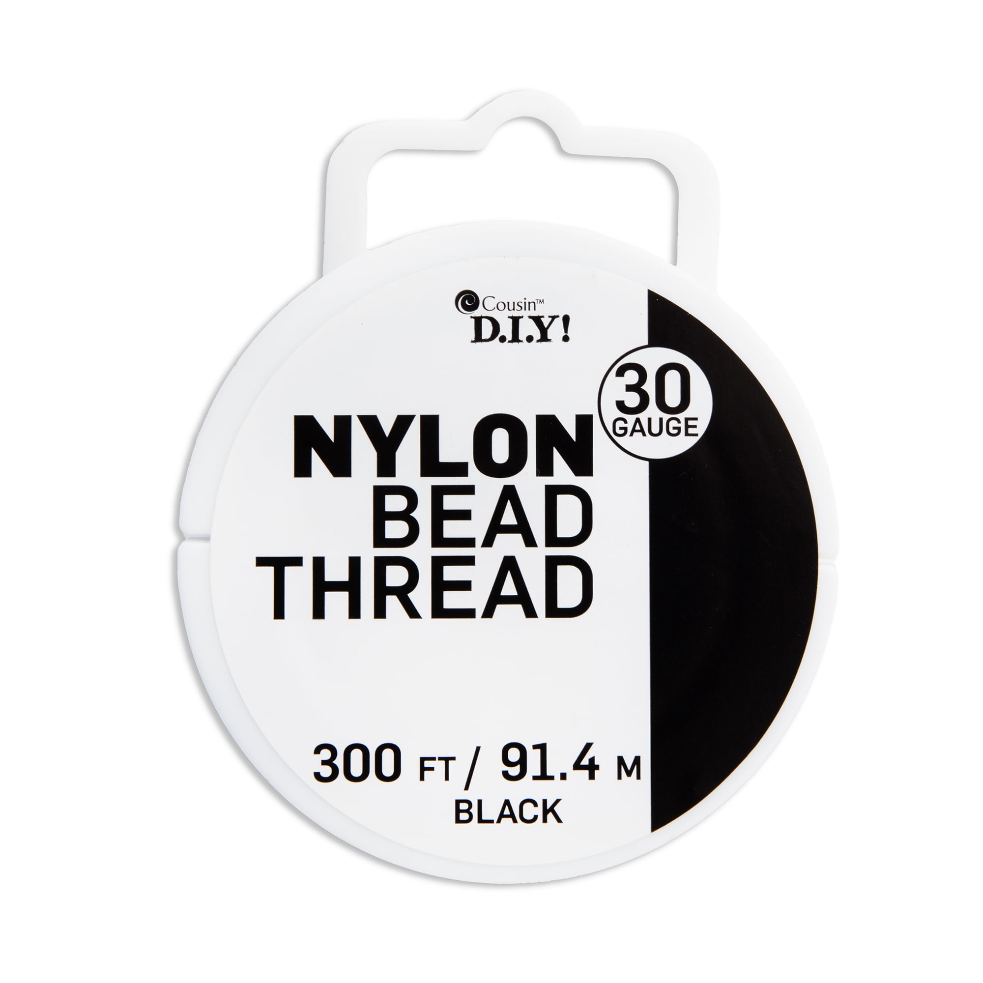 Cousin DIY Nylon Beading Thread, Black, 30 Gauge, 300 ft Roll, Jewelry and Craft