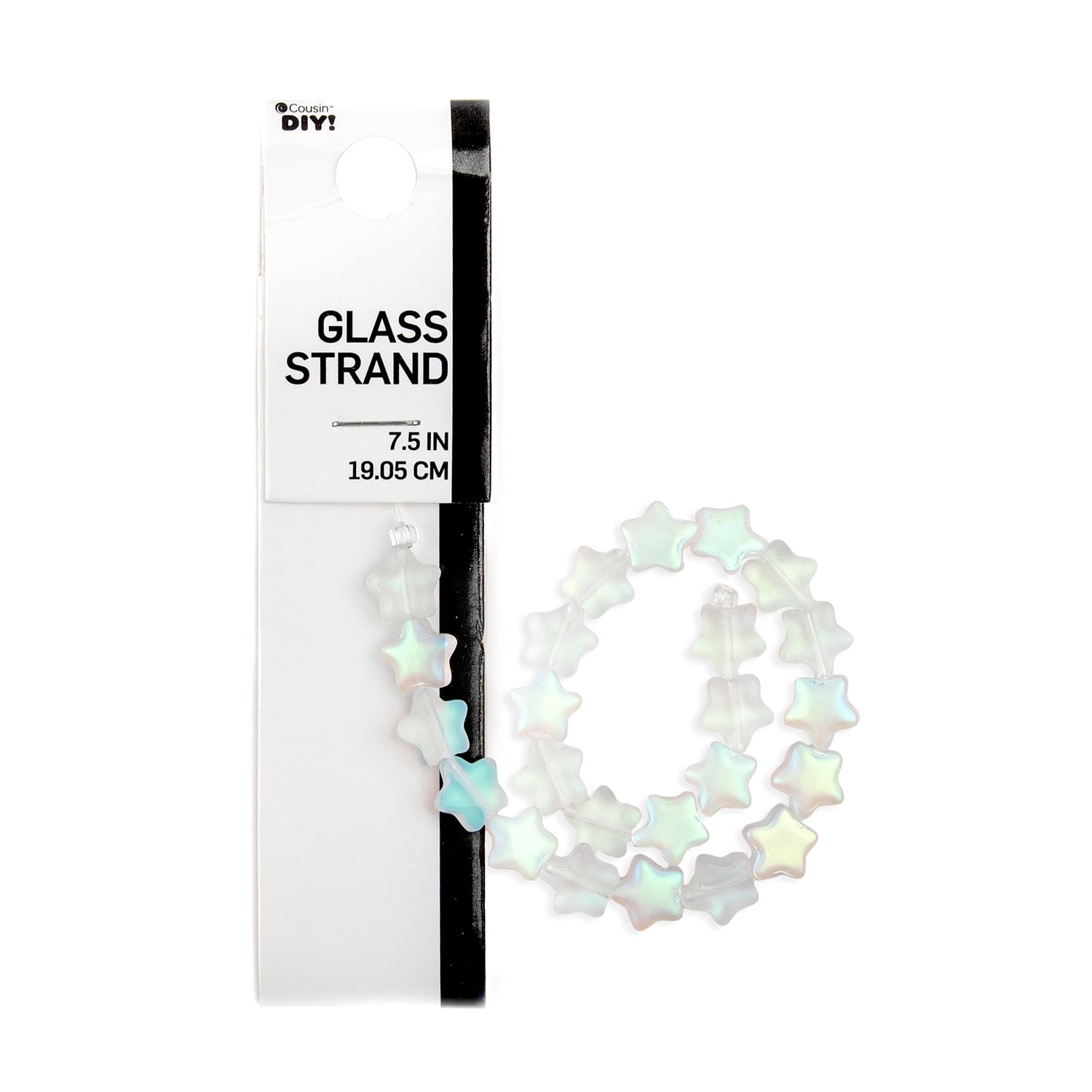 Cousin DIY 8mm Frosted Opalescent AB Star Glass Bead Strand, 7.5-inch, 25 Pieces