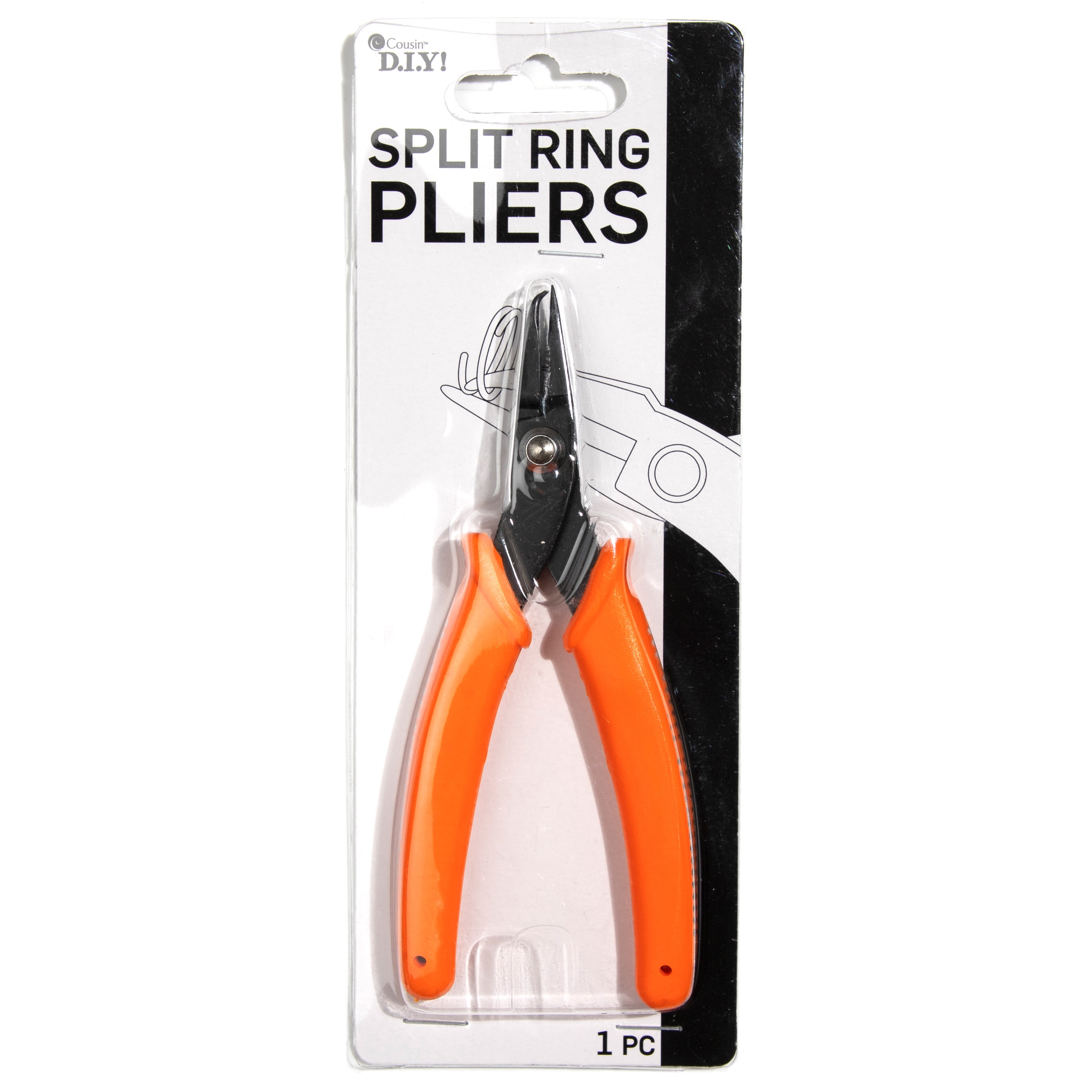 Cousin DIY Orange Split Ring Pliers, Weight: 0.2 lb, Black and Orange, 1 Pc