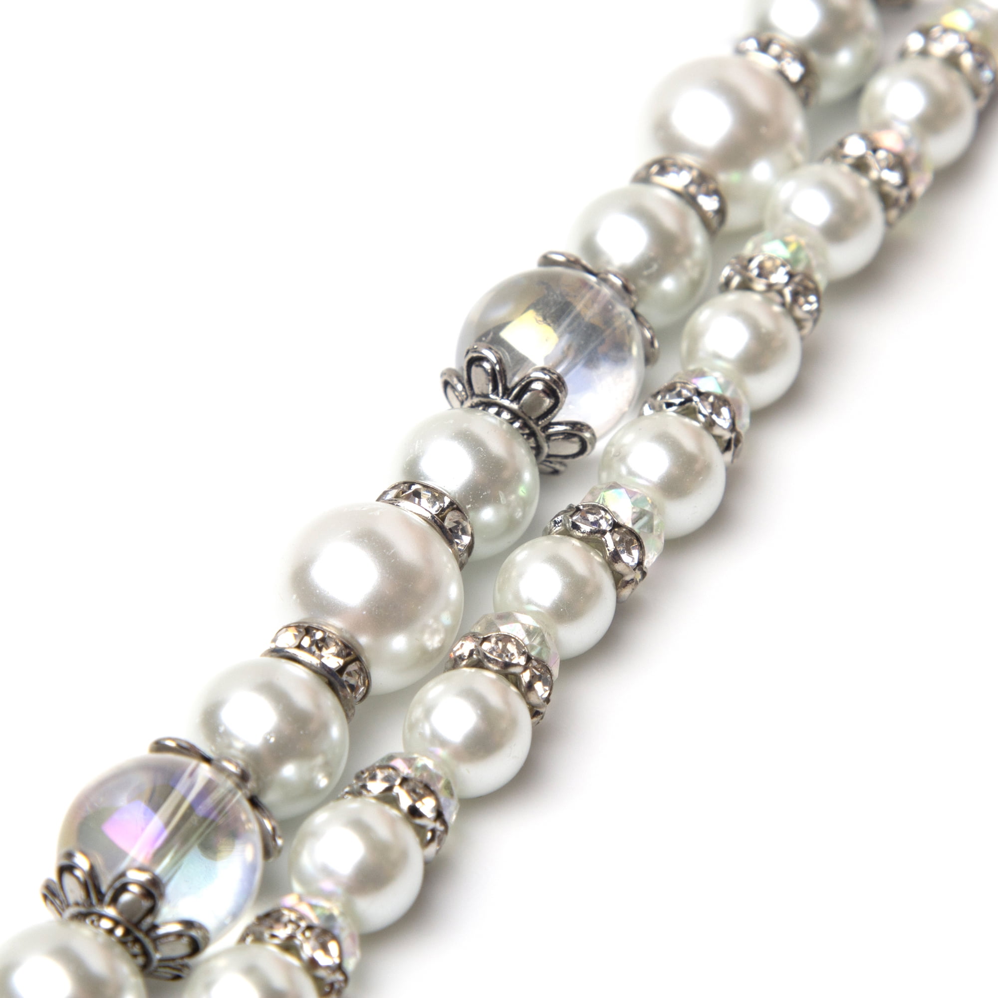 Men's Pearl Wristband with Hand-Painted Glass Beads XL (19cm / 7.5”)