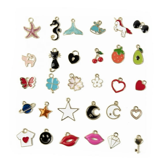 Cousin DIY Playful Enamel and Gold Charm Assortment, 30 Piece, Unisex, Adult, Model 69995121