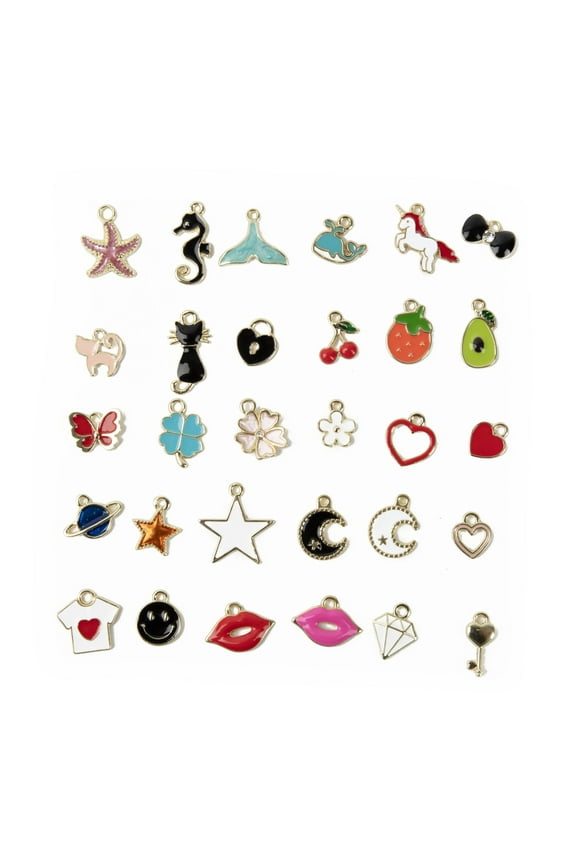Cousin DIY Playful Enamel and Gold Charm Assortment, 30 Piece, Unisex, Adult, Model 69995121
