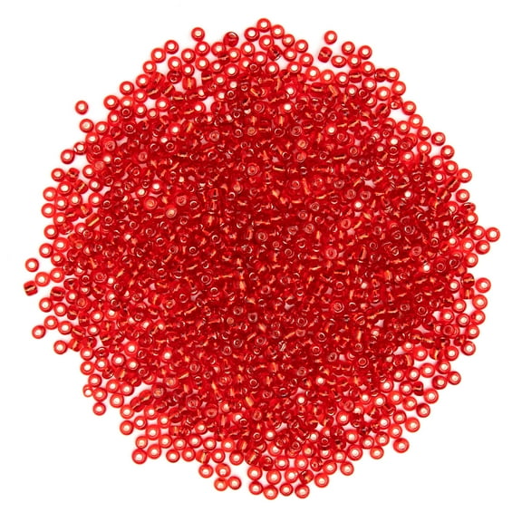 Cousin DIY Red Silver-Lined Glass E-Beads, 100g Bulk Pack, 6/0, 1000 Piece, Adult, Model 69991968