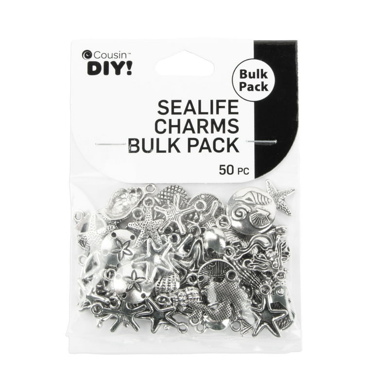 Cousin DIY Sea Life Bulk Charm Assortment, 50 Piece, Silver