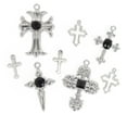 thumbnail image 1 of Cousin DIY Silver Cross Charms with Black Stones, 8 Piece, Adult, Unisex, Model 69995696, 1 of 7