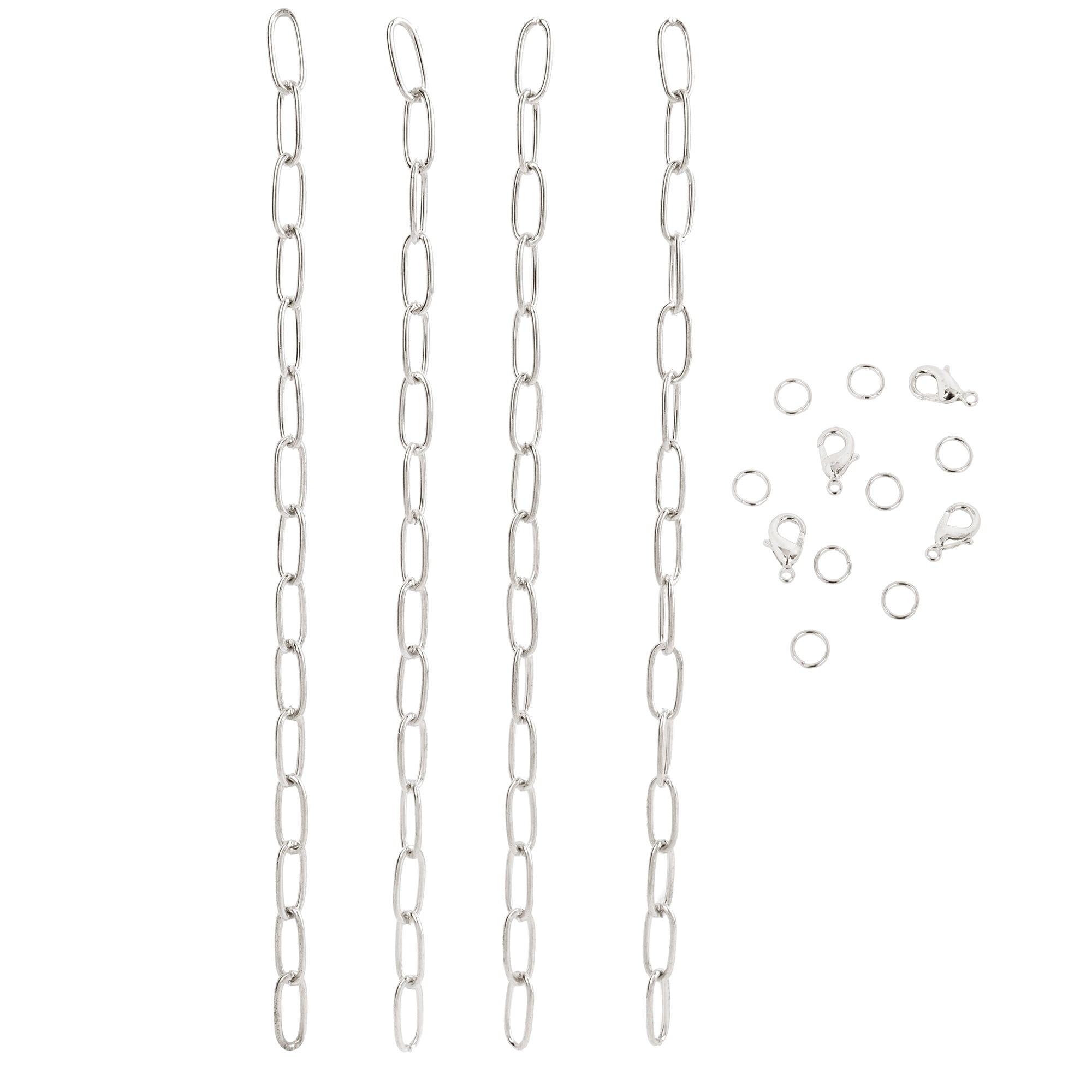 Cousin DIY Silver Dainty Long Chain for Jewelry Making, 7.5 in Each, 4 Piece, Adult, 69995802