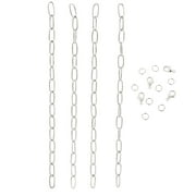 Cousin DIY Silver Dainty Long Chain for Jewelry Making, 7.5 in Each, 4 Piece, Adult, 69995802