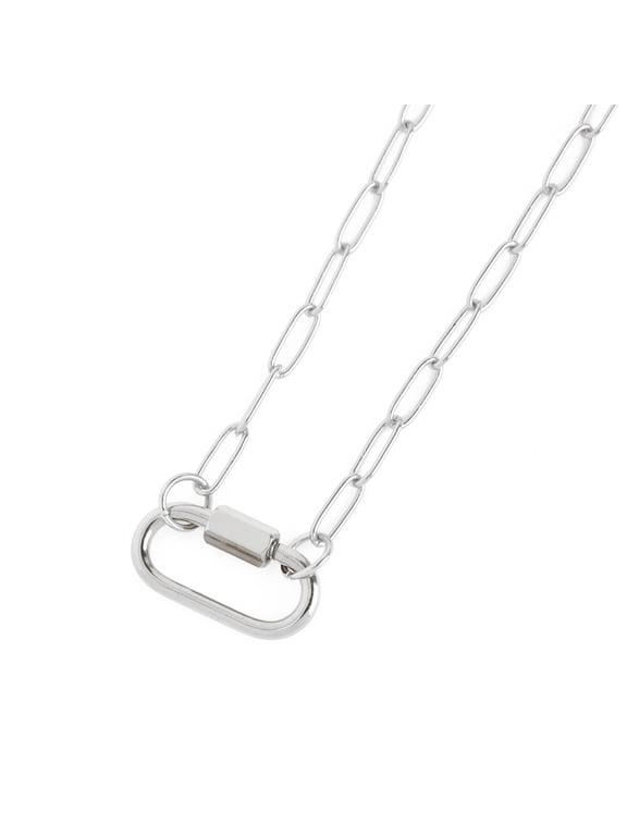 Cousin DIY Silver Paperclip Chain with Carabiner Pendant, 18"+3" Extender, Metal, Adult, 69995781