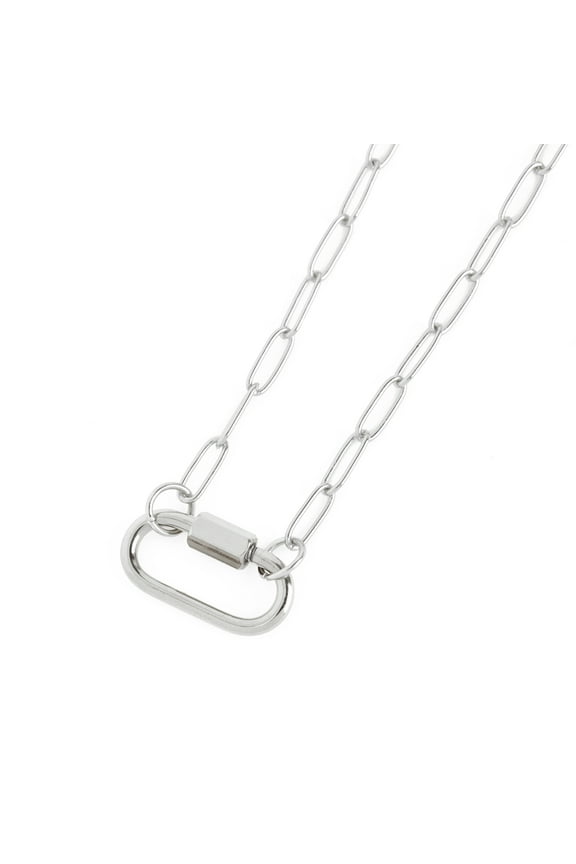 Cousin DIY Silver Paperclip Chain with Carabiner Pendant, 18"+3" Extender, Metal, Adult, 69995781