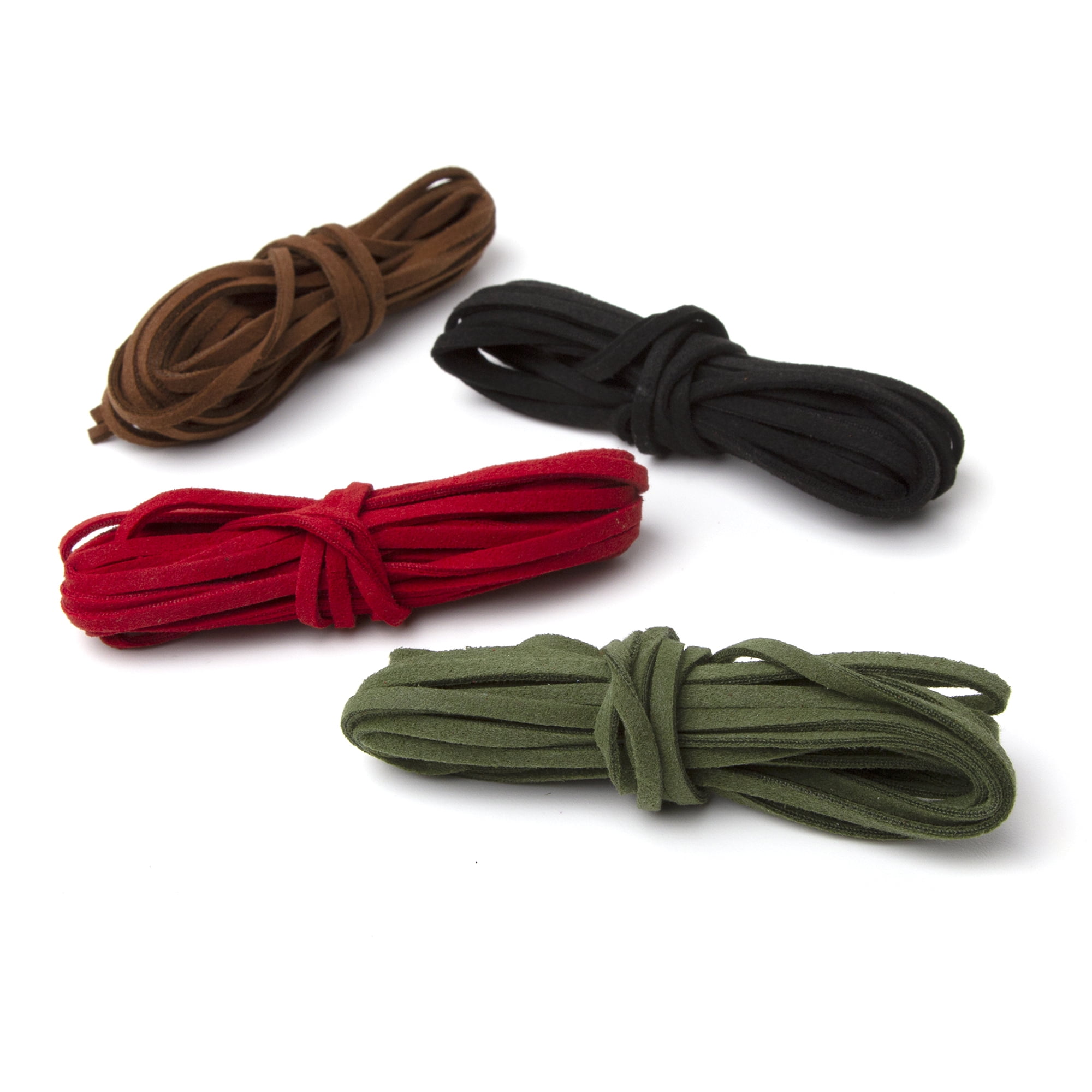 Cousin DIY Faux Suede Cord String, Model# 63800155, Black, Brown and Gray,  4 pc 