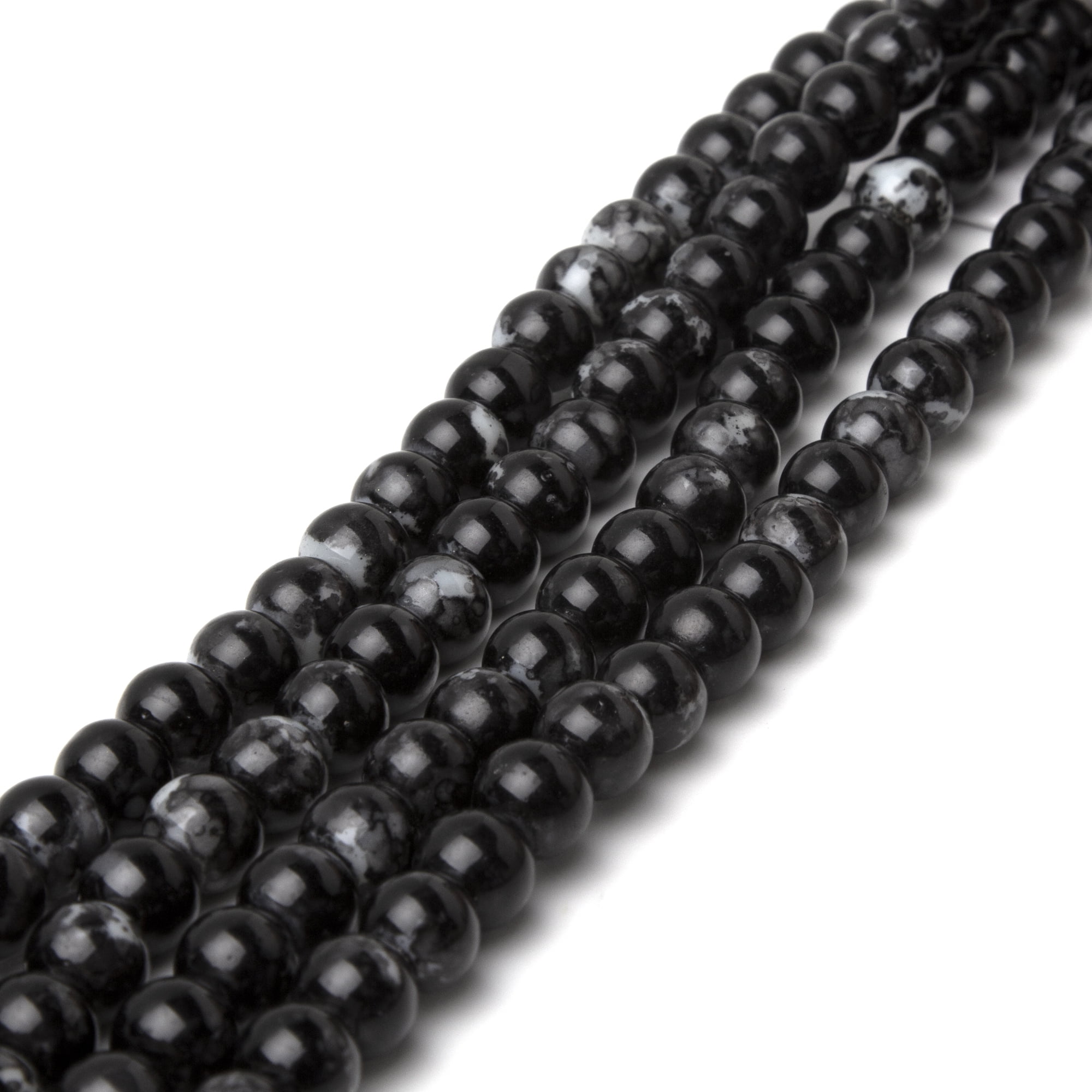 Cousin DIY Splatter Glass Bead Strand, Black, Unisex, Model
