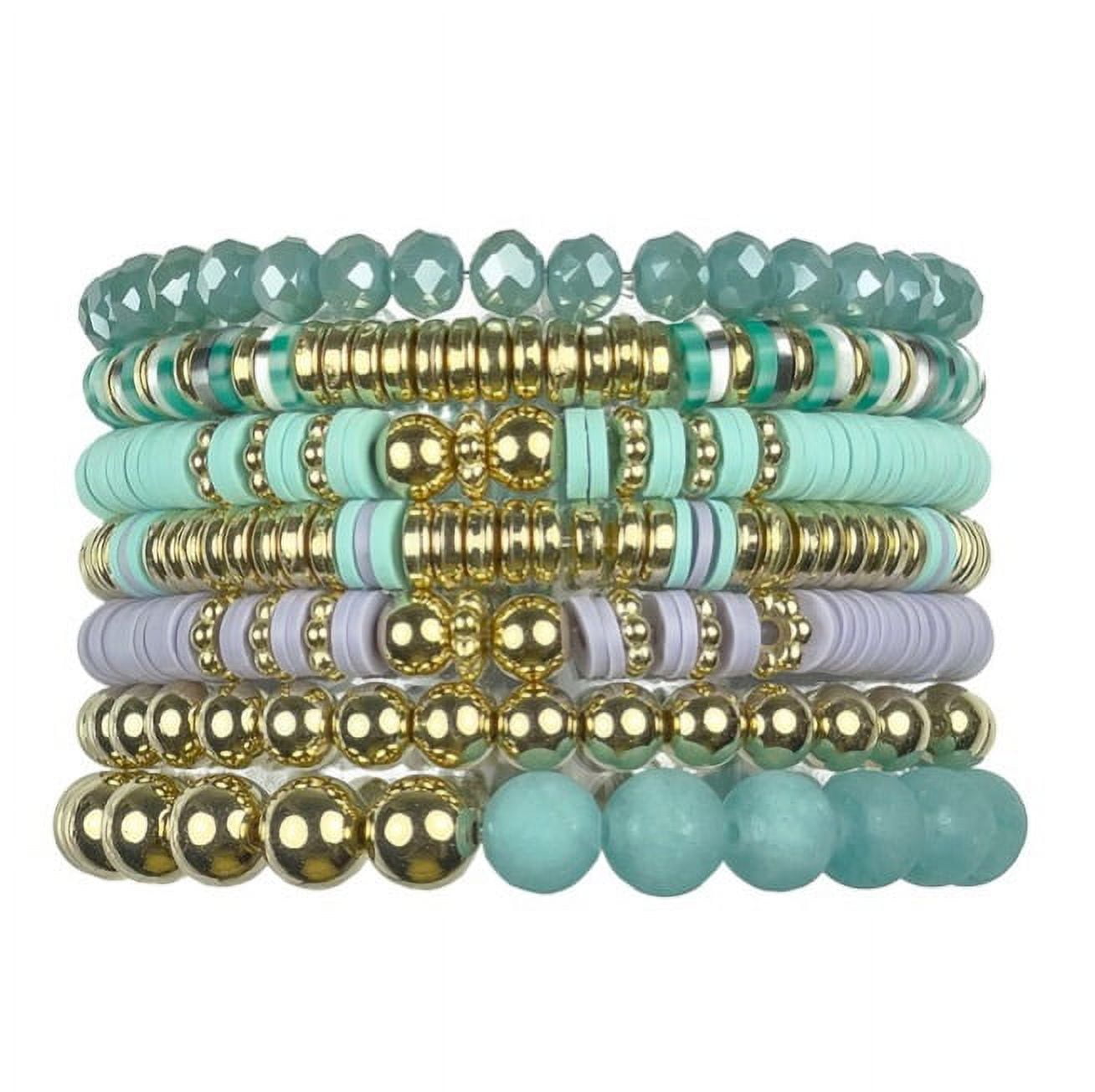 パワーストーン材 【jewelrypillow］2セット Cousin DIY Teal and Purple Heishi Stack DIY Bracelet Kit, Clay