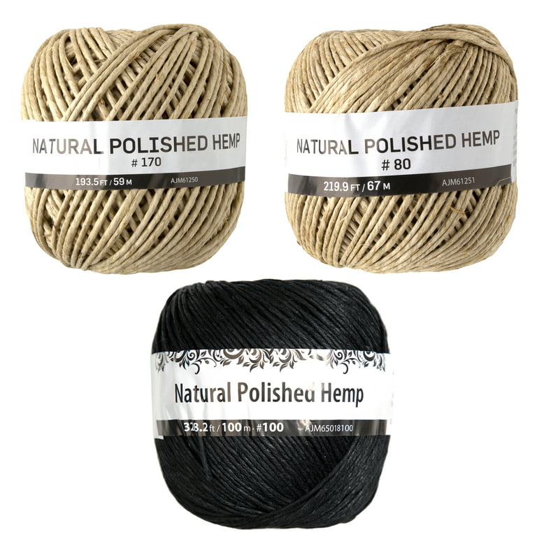 Cousin DIY Thick Polished Hemp Cord Bundle, Jewelry Stringing, Natural and  Black 