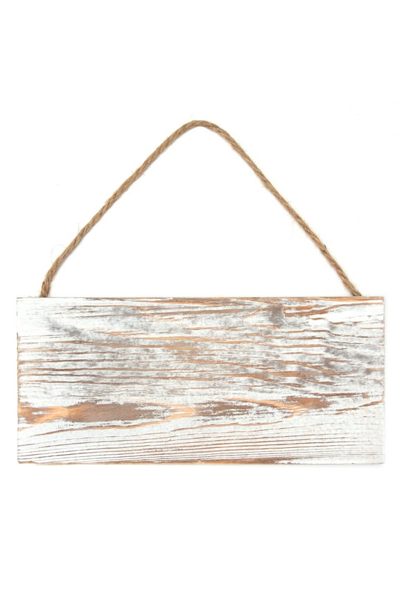 DIY White Wash Wood Plank Sign with Jute Twine Hanging Cord