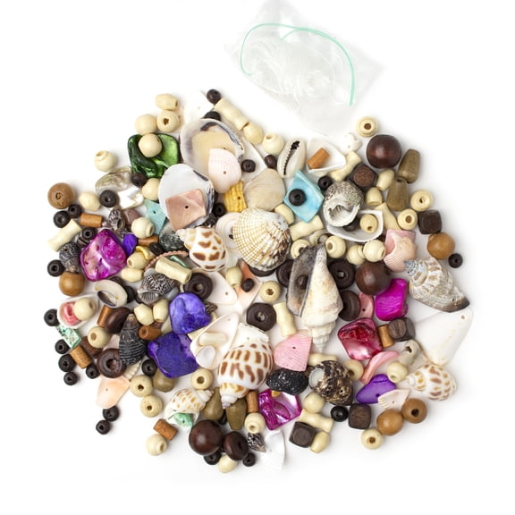 Cousin DIY Wood & Shell Bead Mix, White, Brown, Unisex, Model# 39564, 150+ Pieces