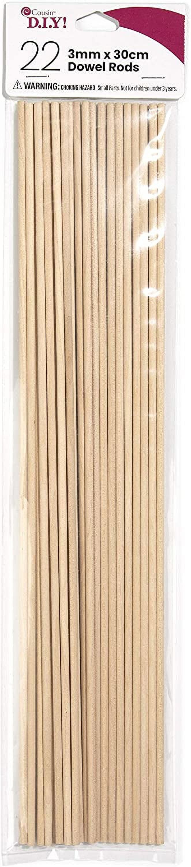 Cousin DIY Wooden Dowel Rod, 1/8 x 12 inch Length, Natural Finish, 12 Pack,  Brown 