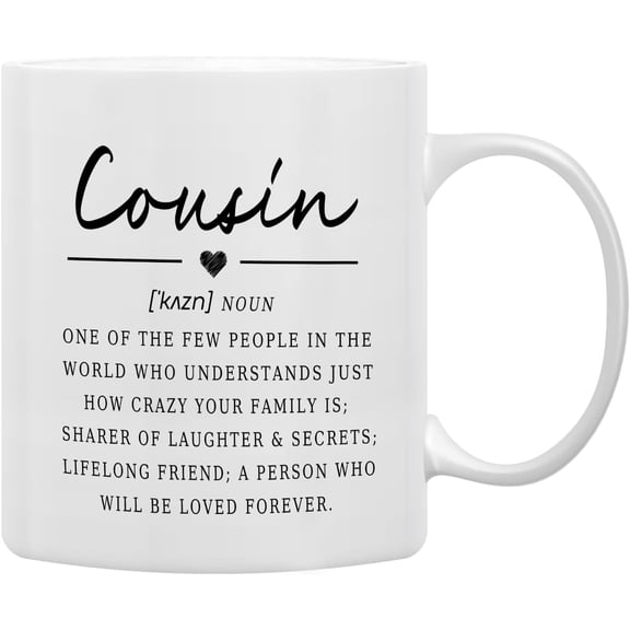 Cousin Definition Coffee Mugs Mug,Cousin Birthday Christmas Wedding Gifts from Cousin,Inspirational Cousin Gift Double Side Printed Ceramic Mug Cup 11 Ounce