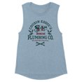 Cousin Eddie's Plumbing Co. Women's Muscle Tank Large Stonewash Denim