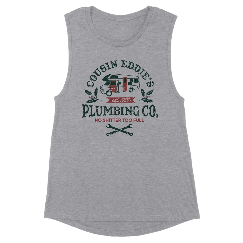Cousin Eddie's Plumbing Co. Women's Muscle Tank XSmall Heather Grey