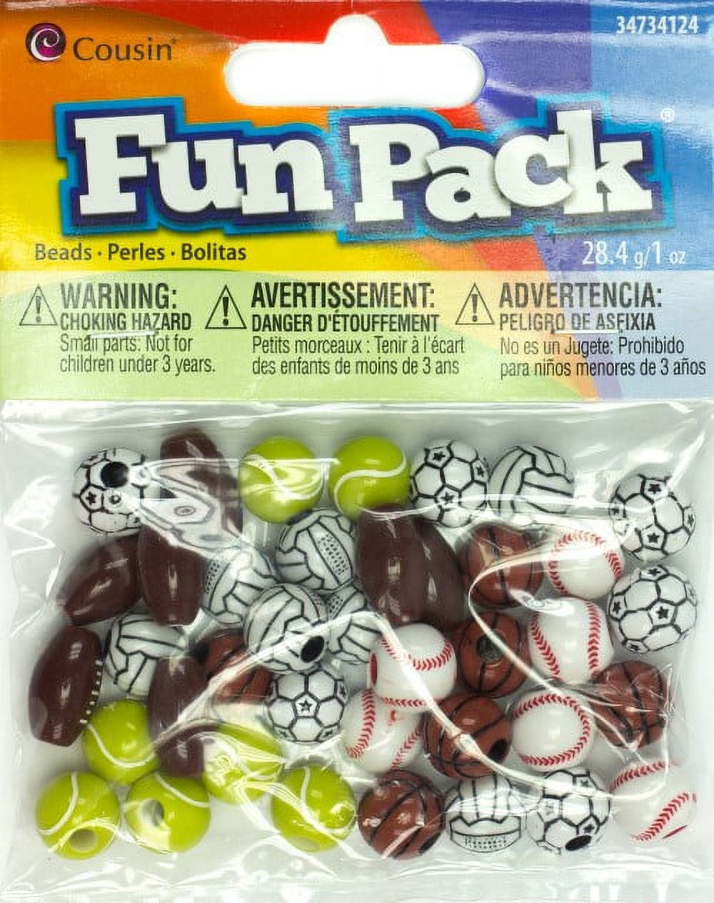 Cousin Fun Pack Acrylic Sports Beads 1Oz-Assorted Balls