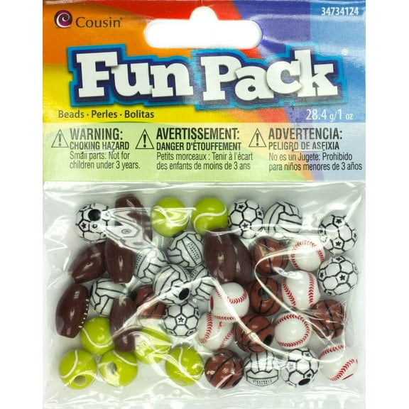 Cousin Fun Pack Acrylic Sports Beads, 1 oz, Assorted Balls