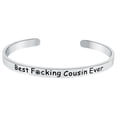 thumbnail image 1 of Cousin Gifts, Best Cousin Ever Bracelet, Funny Cousin Jewelry Gifts for Women, Teens, Cousin Cuff Bracelet, Jewelry Gifts for Birthday, Christmas, Favorite Cool Crazy Cousin Bracelet (Silver) *, 1 of 3