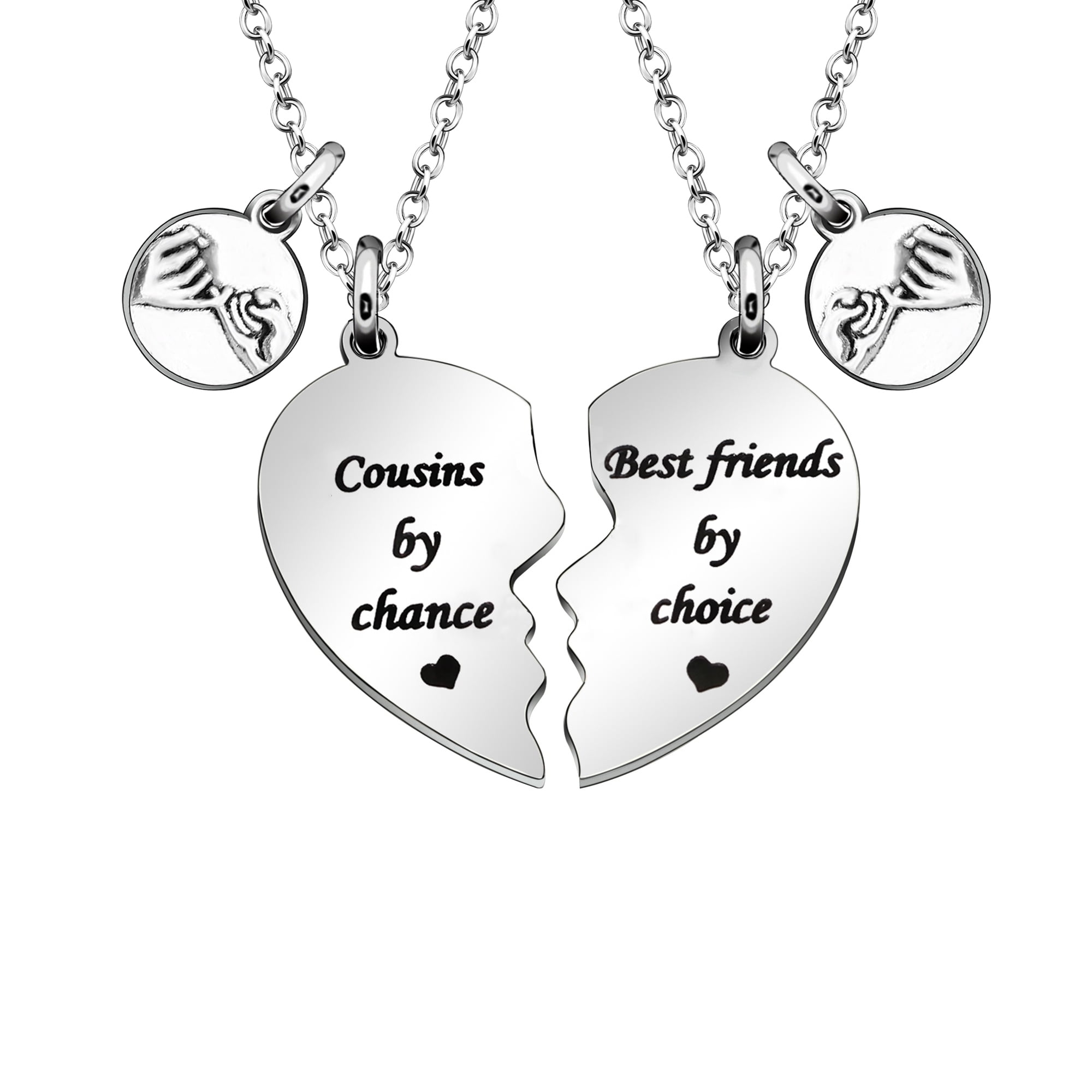 Cousin to Cousin Gifts Matching Heart Pendant Necklace for Cousin Cousins By Chance Best Friend By Choice Jewelry Promise Gifts for Birthday