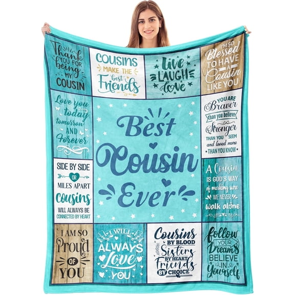 Cousin Gifts for Women, Cousin Gifts Blanket 50"x60", Gifts for Cousins Female, Cousin Christmas Birthday Gift Idea, Best Cousin Gifts, Favorite Cousin Gifts for Girl, To My Cousin Gifts for Christmas
