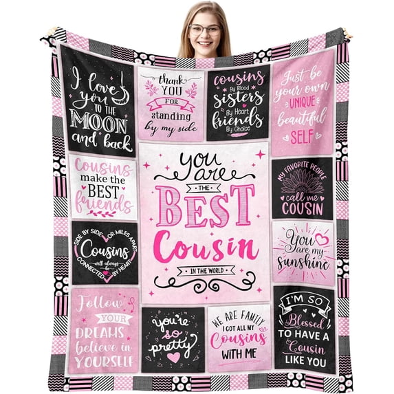 Cousin Gifts for Women, Gifts for Cousins Female Woman, Best Cousin Ever Gifts, Favorite Cousin Gifts for Girls, Cousin Birthday Gifts for Women Throw Blanket 60"x50"