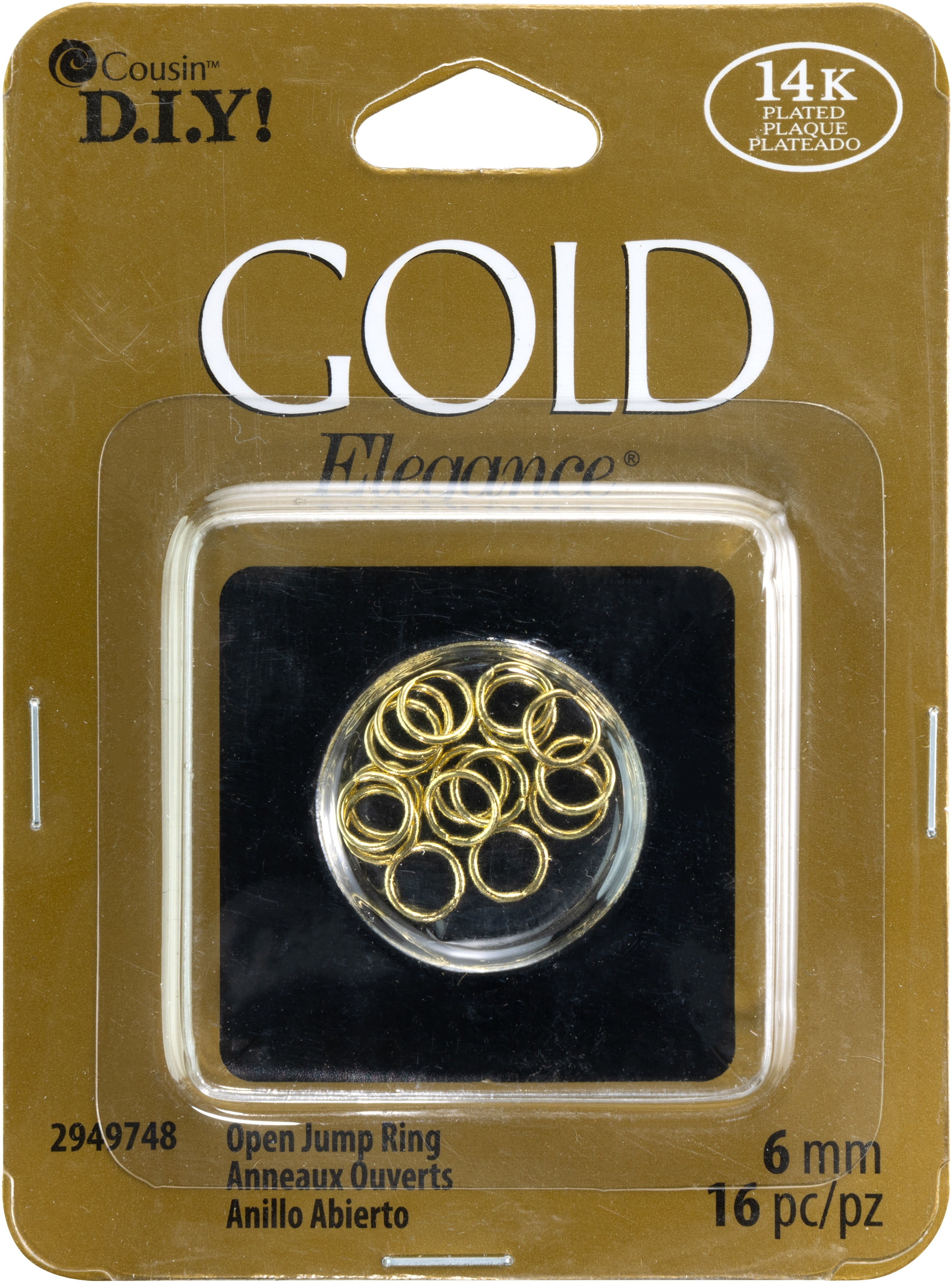 CousinDIY Gold Elegance Jump Rings 6mm 16/Pkg-14k Gold Plated