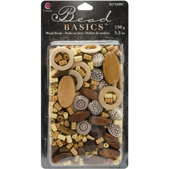 Cousin Jewelry Basics Wood Bead Mix, 150g/pkg