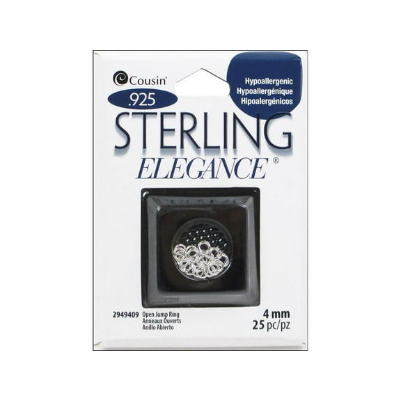 Cousin Sterling Elegance Open Jump Ring 4mm 25pc