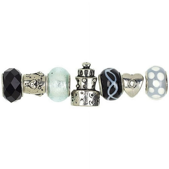 Cousin Trinkettes Glass and Metal Beads, 7pk