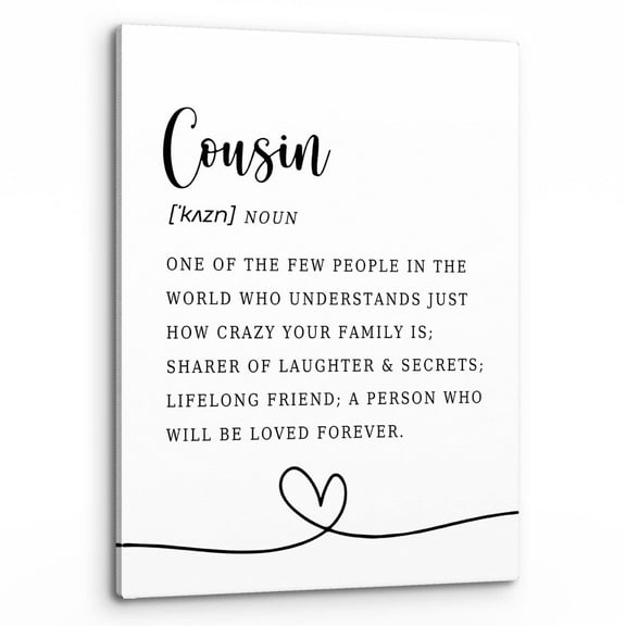 Cousin Wall Art,Minimalist Cousin Definition Print Framed Canvas Painting Artwork Home Living Room Bedroom Home Family Decor,Christmas Birthday Housewarming Gifts