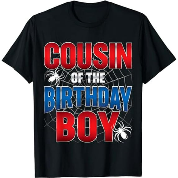 Cousin of the Birthday Boy Costume Spider Web Birthday Party T-Shirt