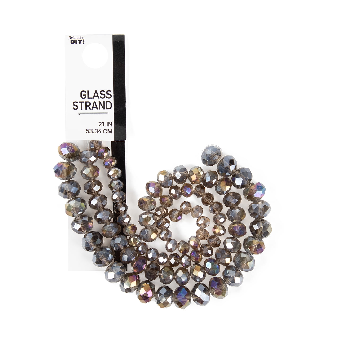 CousinDIY 3-Strand Black Diamond AB Glass Rondelle Beads 4/6/8 mm, 7in, 88 Piece, Adult , 69995828