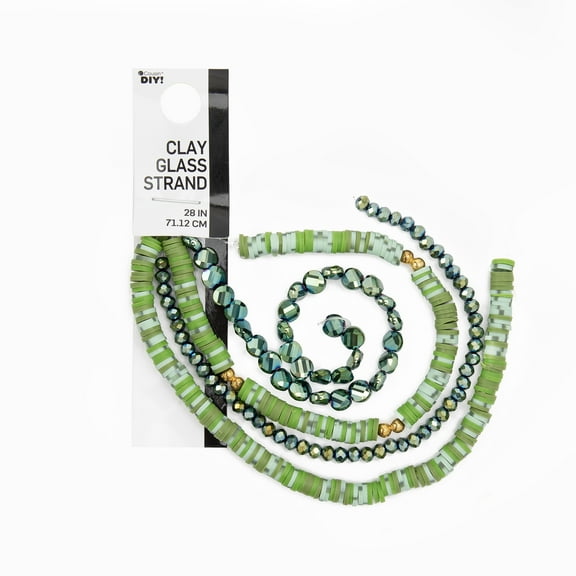 Cousin DIY 4-Strand Olive/Sage Heishi, Ernite Glass Rondelle and Coin Beads, 7 in/Strand, Adult