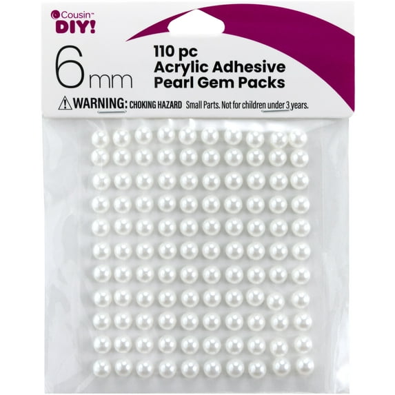 CousinDIY Acrylic Adhesive Gems 6mm-Pearl