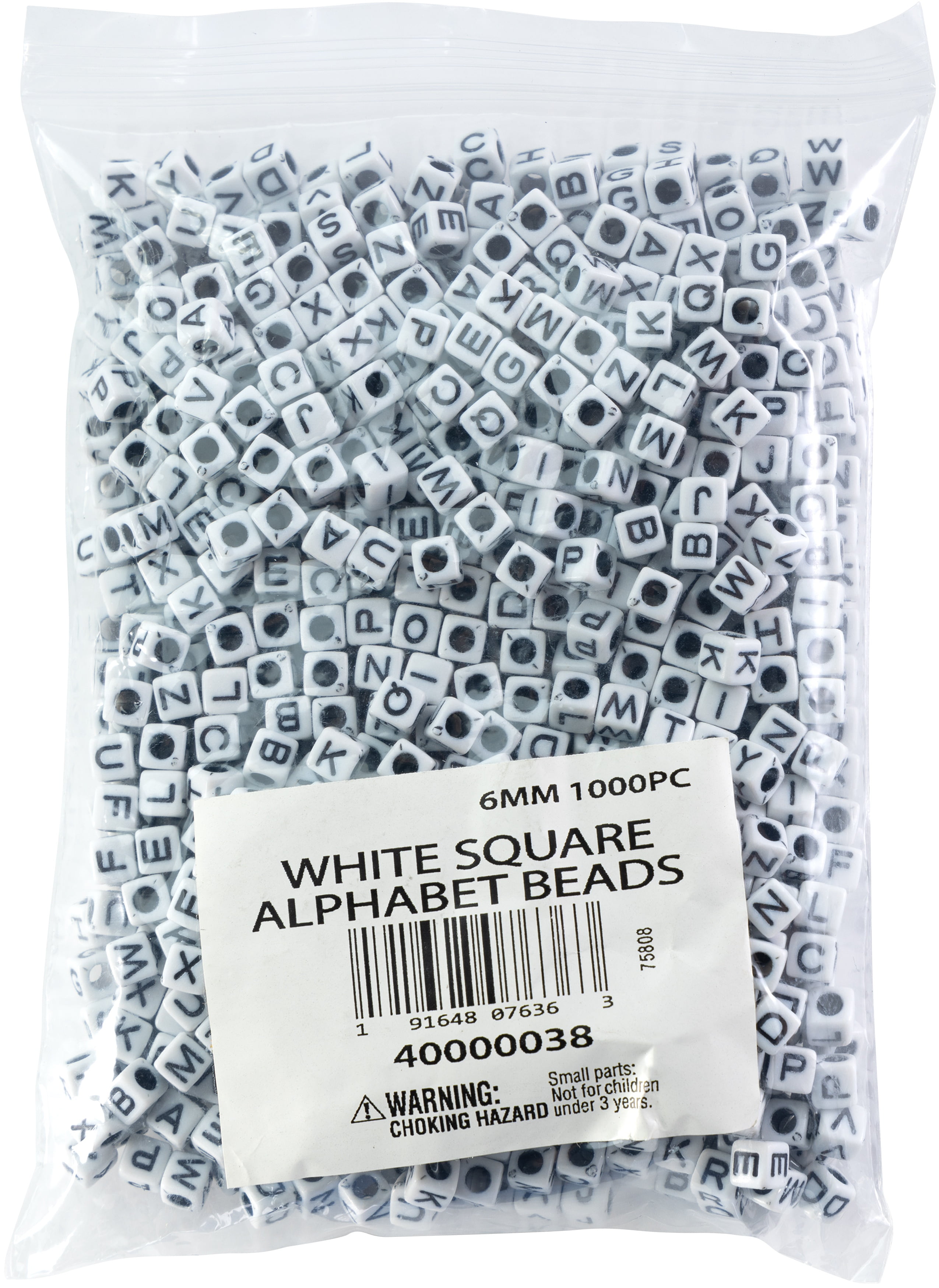CousinDIY Alphabet Beads 6mm 1000/Pkg-White Square