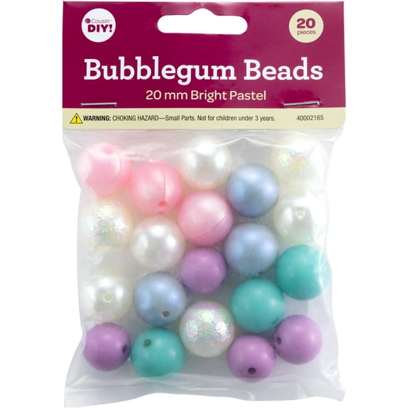 CousinDIY Bubblegum Bead 20mm 20/Pkg-Bright Pastels