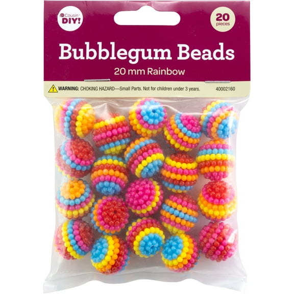 CousinDIY Bubblegum Bead 20mm 20/Pkg-Rainbow