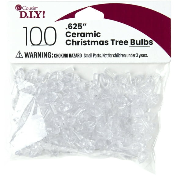 CousinDIY Ceramic Christmas Tree Bulbs .625" 100/Pkg-Clear