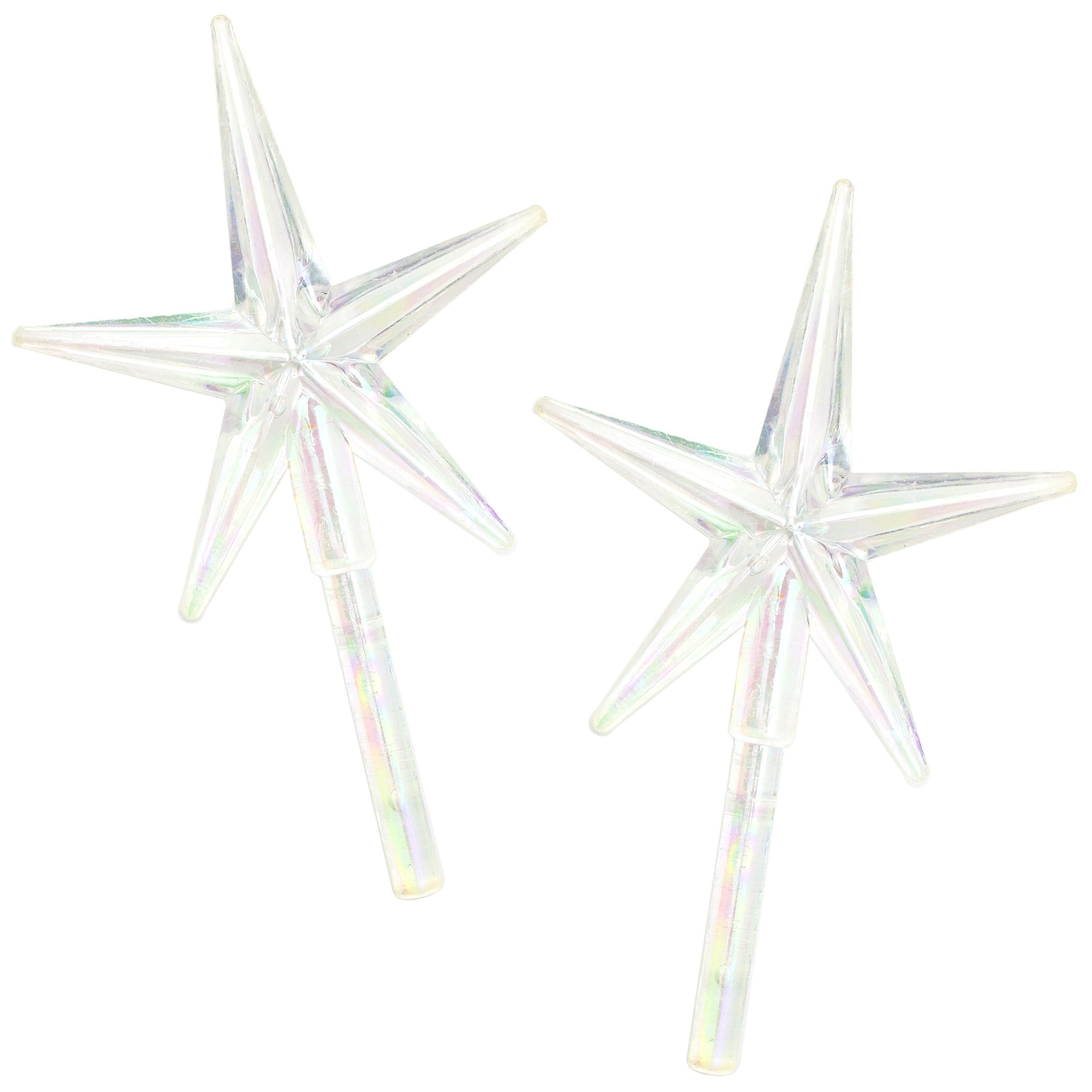 Iridescent Porcelain Christmas Tree Star Toppers, 2-Pack