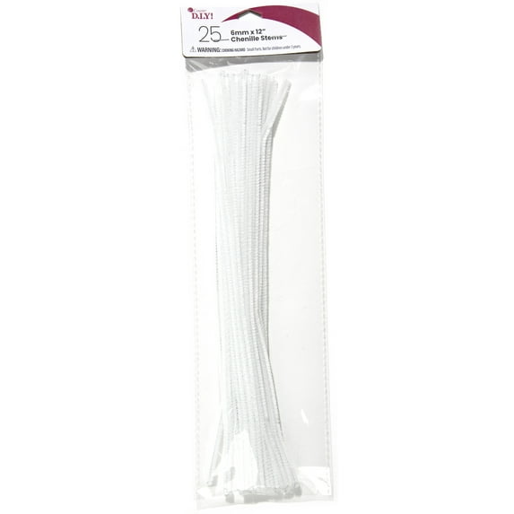 CousinDIY Chenille Stems 6mmx12" 25/Pkg-White