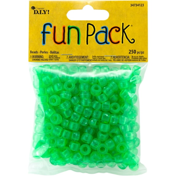 CousinDIY Fun Pack Acrylic Pony Beads 250/Pkg-Green
