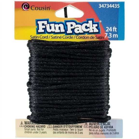CousinDIY Fun Pack Satin Rattail Cord 8yd-Black